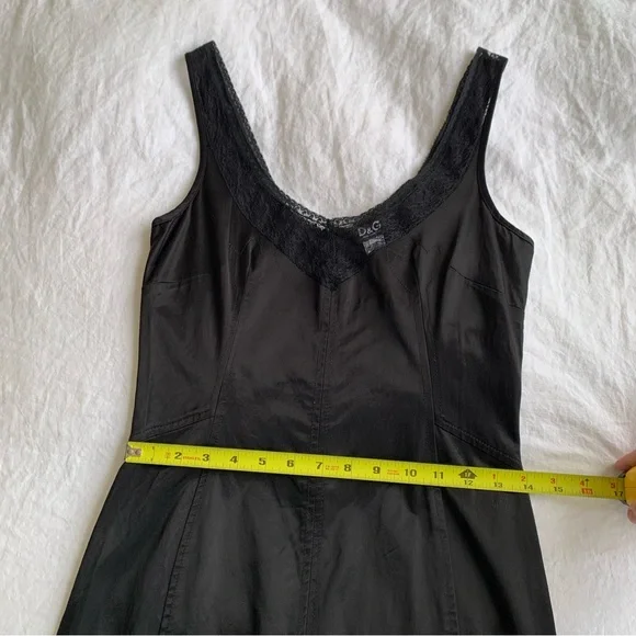Vintage Dolce & Gabbana Lace Silky Trim Sleeveless Dress Black 90s Y2K - Picture 10 of 11